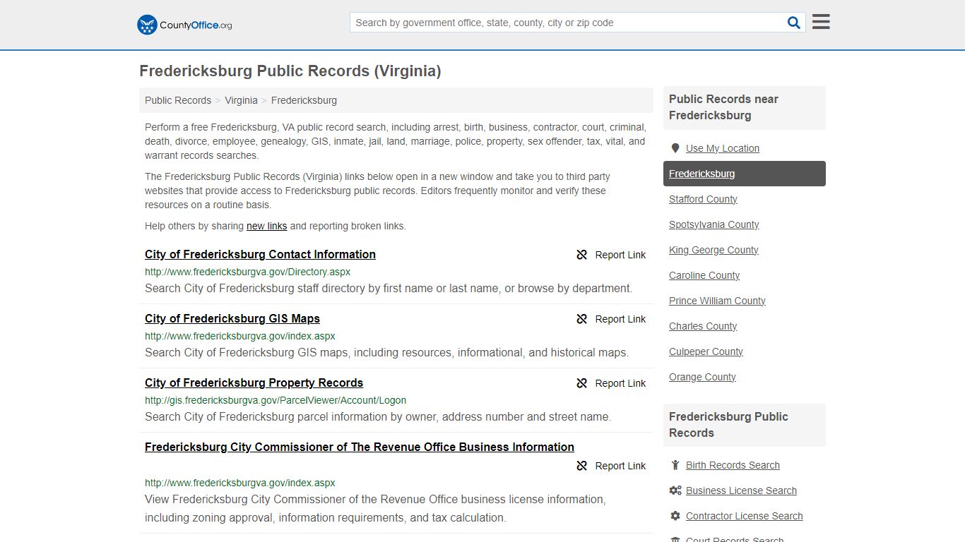 Public Records - Fredericksburg, VA (Business, Criminal, GIS, Property ...